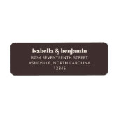 Étiquette Adresse de retour de mariage moderne marron simple (Devant)
