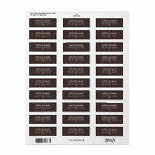 Étiquette Adresse de retour de mariage moderne marron simple (Feuille entière)