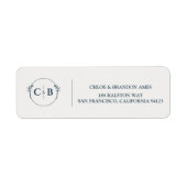 Étiquette Adresse de Retour de Mariage Monogramme Classique  (Devant)