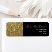 Étiquette Adresse de retour de mariage or et noir (En situation)