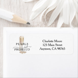 Étiquette Adresse de retour de mariage Pearls & Prosecco