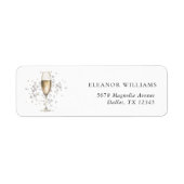 Étiquette Adresse de retour de mariage Pearls & Prosecco (Devant)