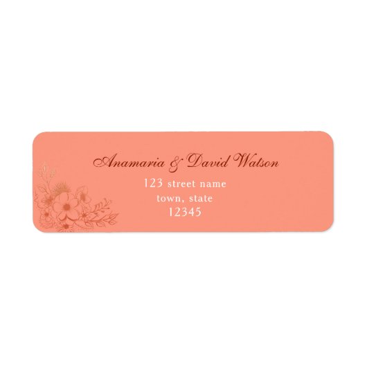 Étiquette Adresse de retour de mariage pêche (Devant)