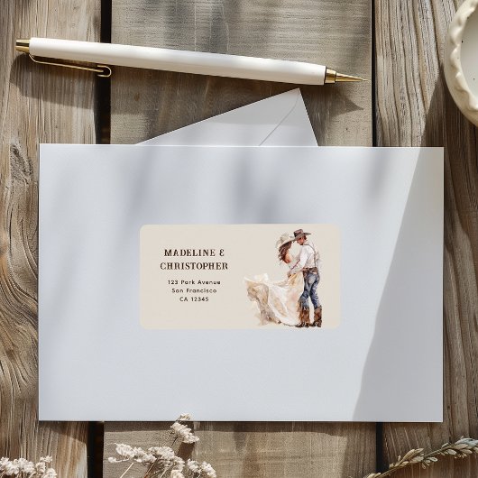 Étiquette Adresse de Retour de Mariage Ranch Western Boho