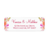 Étiquette Adresse de Retour de Mariage Rose et Orange Botani (Devant)