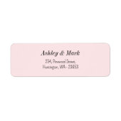 Étiquette Adresse de retour de mariage rose poudré (Devant)