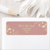 Étiquette Adresse de retour de mariage Rose Poudrée (En situation)