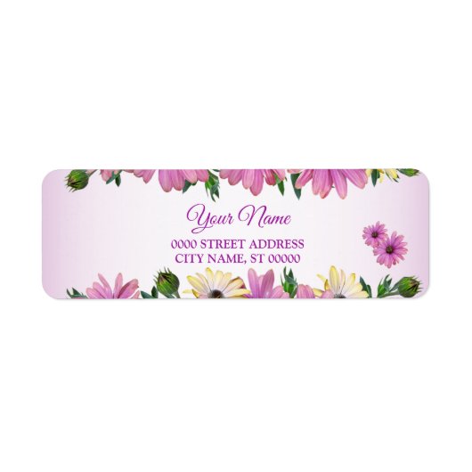 Étiquette Adresse de retour de mariage rustique florale rose (Devant)
