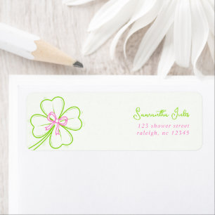 Étiquette Adresse de Retour de Mariage Shamrock Rose Vert
