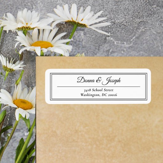 Étiquette Adresse de Retour de Mariage Simple Classique Blan