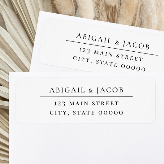 Étiquette Adresse de Retour de Mariage Simple Élégant