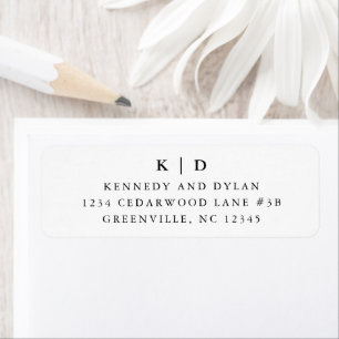Étiquette Adresse de Retour de Mariage Simple Noir et Blanc