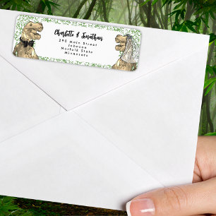 Étiquette Adresse de Retour de Mariage sur le Thème des Dino