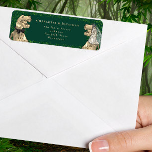 Étiquette Adresse de Retour de Mariage sur le Thème des Dino