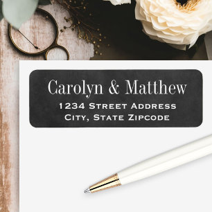 Étiquette Adresse de retour de mariage sur tableau noir vint