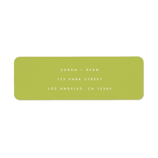 Étiquette Adresse de retour de mariage vert citron moderne (Devant)