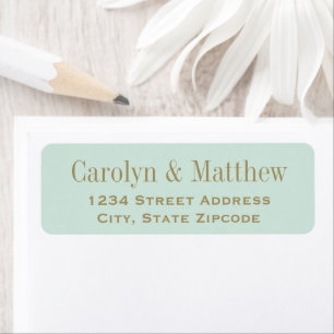 Étiquette Adresse de Retour de Mariage Vert Menthe Vintage