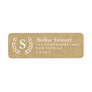Étiquette Adresse de retour de monogramme de guirlande de