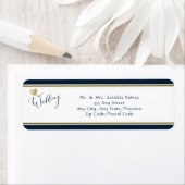 Étiquette Adresse de retour de Navy et Gold Elegant (En situation)
