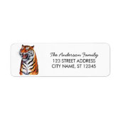 Étiquette Adresse de retour de Noël de tigre (Devant)