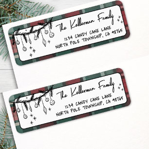 Étiquette Adresse de Retour de Noël Dessinée à la Main