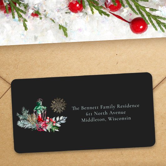 Étiquette Adresse de Retour de Noël Écriture Unique et Éléga