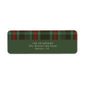 Étiquette Adresse de retour de Noël élégante rouge vert plai (Devant)