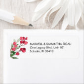 Étiquette Adresse de retour de Noël Label Berries & Feuilles (En situation)