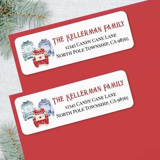 Étiquette Adresse de Retour de Noël pour Pulls