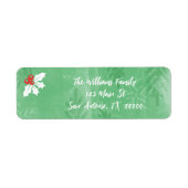 Étiquette Adresse de retour de Noël verte (Devant)