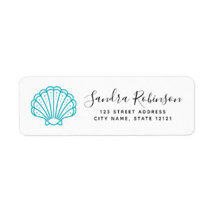Étiquette Adresse de retour de plage d'aqua de turquoise de