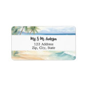 Étiquette Adresse de retour de plage tropicale (Devant)