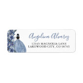 Étiquette Adresse de retour de Quinceanera bleue (Devant)