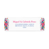 Étiquette Adresse de retour de Quinceanera florale mexicaine (Devant)