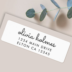 Étiquette Adresse de retour de script blanc minimal élégant