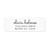 Étiquette Adresse de retour de script blanc minimal élégant (Devant)
