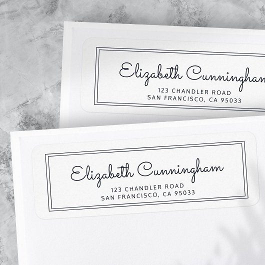 Étiquette Adresse de retour de script Cursive moderne et sim