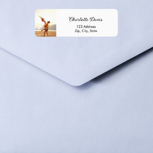 Étiquette Adresse de retour de script de mariage photo blanc