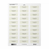 Étiquette Adresse de Retour de Script Élégant Simple Blanc d (Feuille entière)