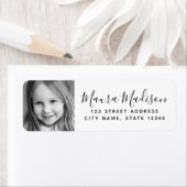 Étiquette Adresse de retour de script élégante de photo pers (En situation)