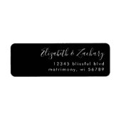 Étiquette Adresse de retour de script noir et blanc moderne (Devant)