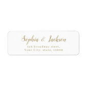 Étiquette Adresse de retour de script romantique simple or (Devant)