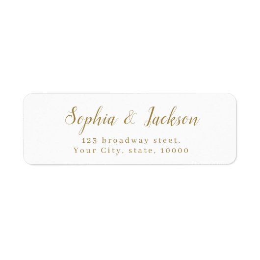 Étiquette Adresse de retour de script romantique simple or (Devant)