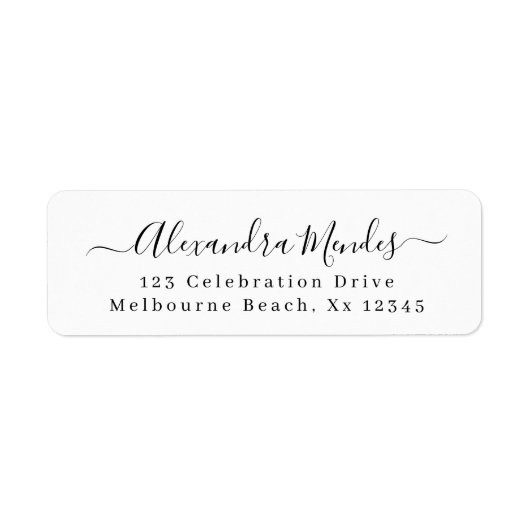 Étiquette Adresse de retour de script simple et moderne (Devant)