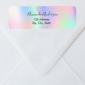 Étiquette Adresse de retour de script violet rose holographi