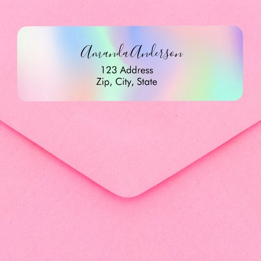 Étiquette Adresse de retour de script violet rose holographi