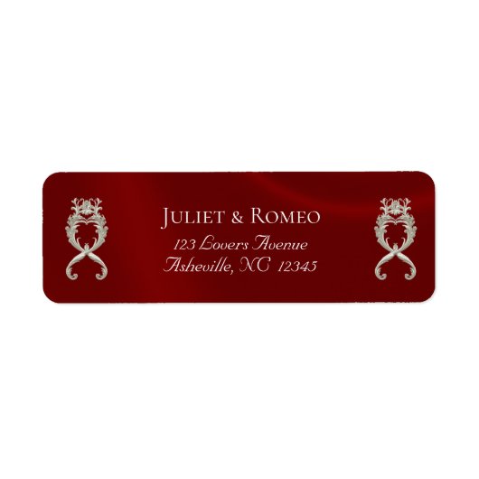 Étiquette Adresse de Retour de Style Baroque - Rouge (Devant)