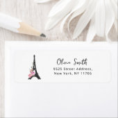 Étiquette Adresse de retour de thème de tour Eiffel minimali (En situation)