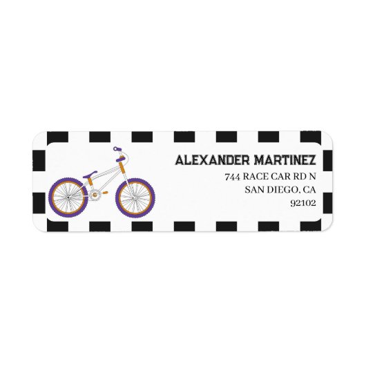 Étiquette Adresse de retour de vélo BMX (Devant)