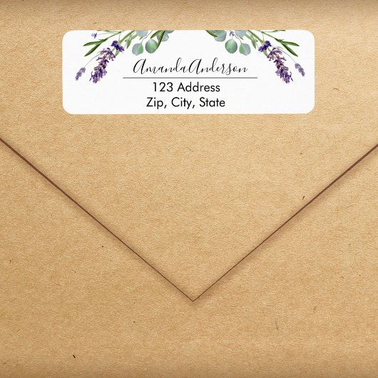 Étiquette Adresse de retour de verdure violette de lavande